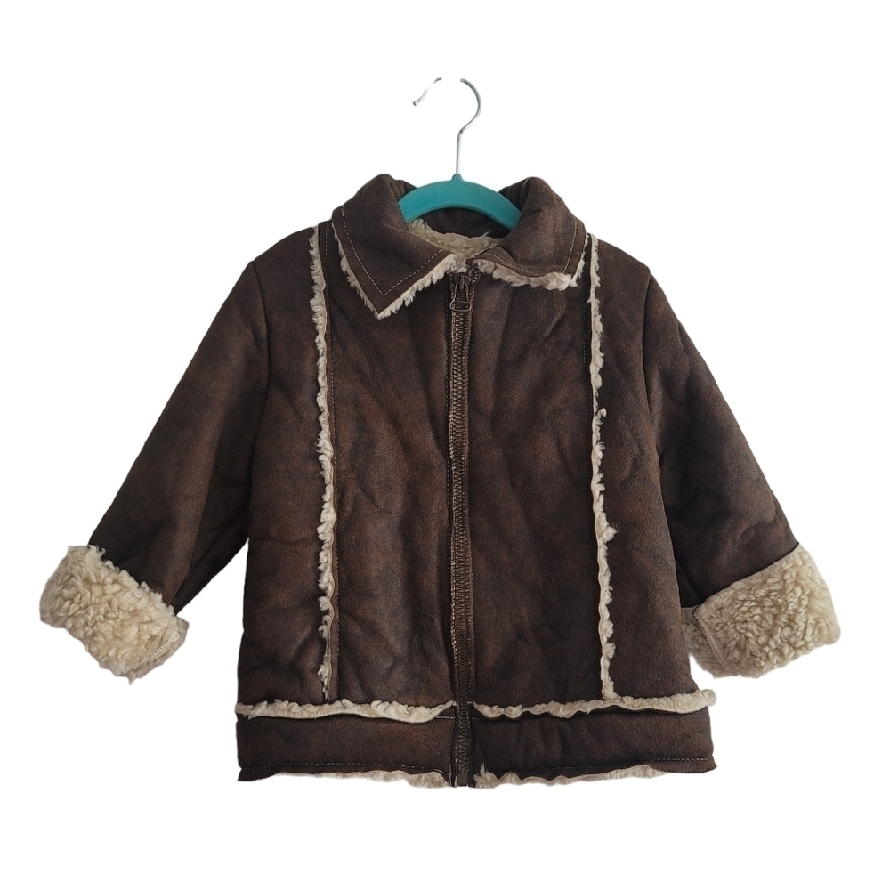 Jean Bourget Kids 4T Faux Suede Jacket Brown Full Zip Outerwear